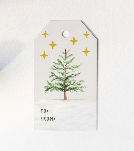 Neutral Tree Holiday Gift Tag Set