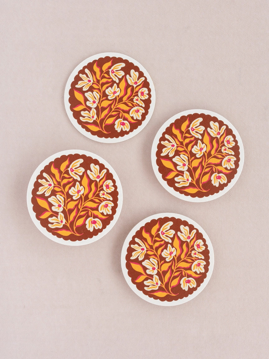 Pumpkin Spice Scalloped Coaster Set