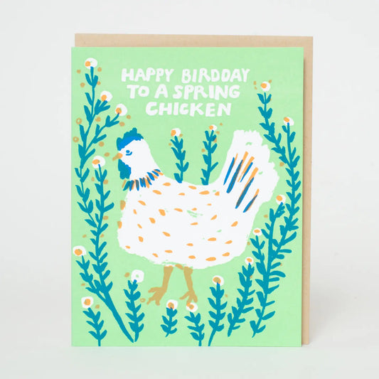 Spring Chicken Birthday Card