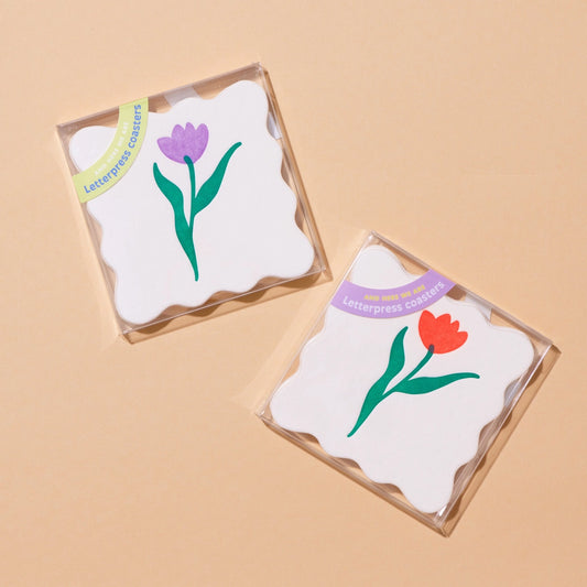 Tulips Letterpress Coaster Set